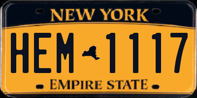 NY license plate HEM1117