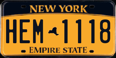 NY license plate HEM1118