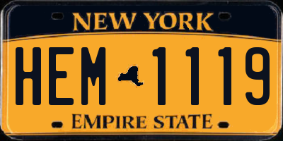 NY license plate HEM1119