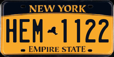 NY license plate HEM1122