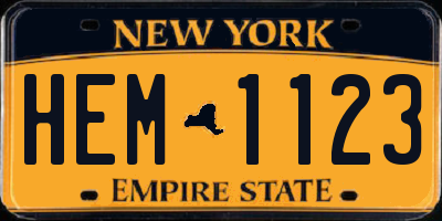 NY license plate HEM1123