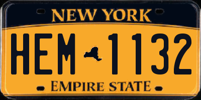 NY license plate HEM1132