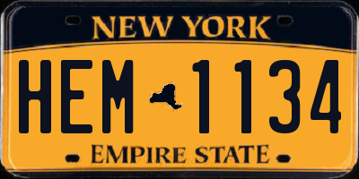 NY license plate HEM1134