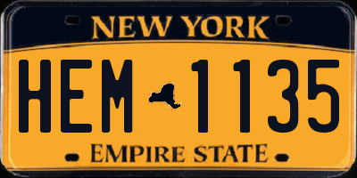 NY license plate HEM1135
