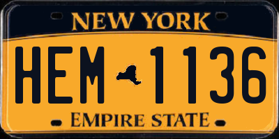 NY license plate HEM1136