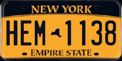 NY license plate HEM1138