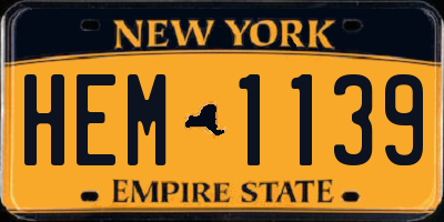 NY license plate HEM1139