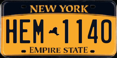 NY license plate HEM1140