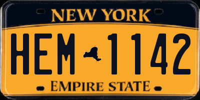 NY license plate HEM1142