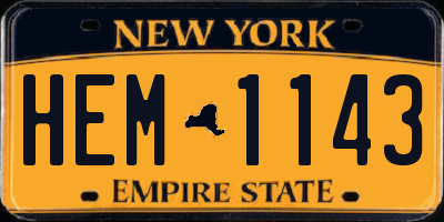 NY license plate HEM1143