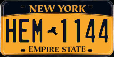 NY license plate HEM1144
