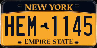NY license plate HEM1145