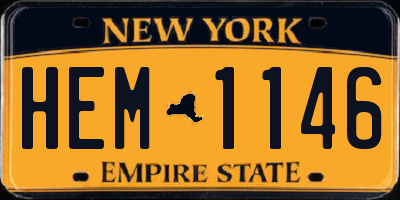 NY license plate HEM1146