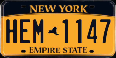 NY license plate HEM1147