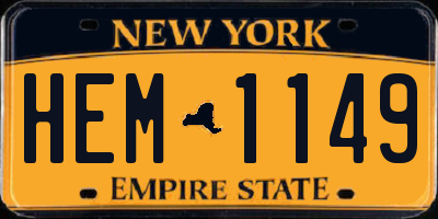 NY license plate HEM1149