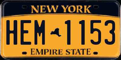 NY license plate HEM1153
