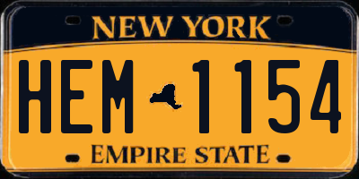 NY license plate HEM1154