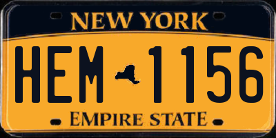 NY license plate HEM1156