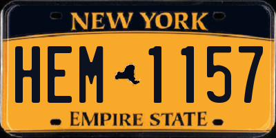 NY license plate HEM1157