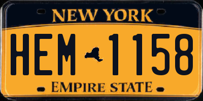 NY license plate HEM1158