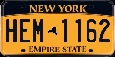 NY license plate HEM1162