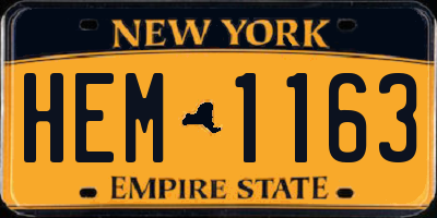 NY license plate HEM1163