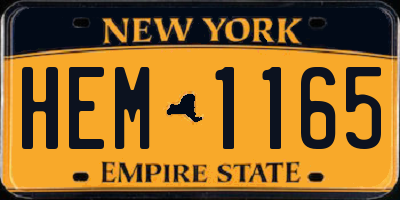 NY license plate HEM1165