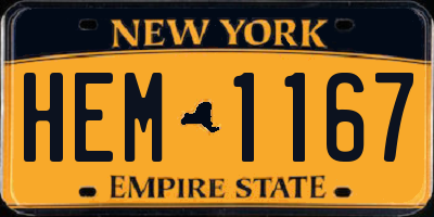 NY license plate HEM1167