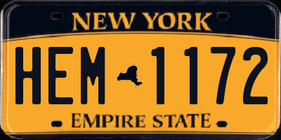 NY license plate HEM1172