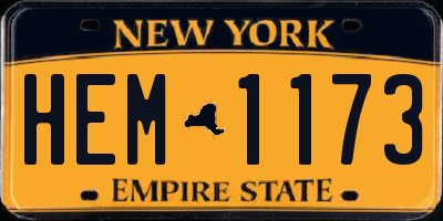 NY license plate HEM1173