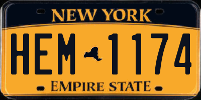NY license plate HEM1174