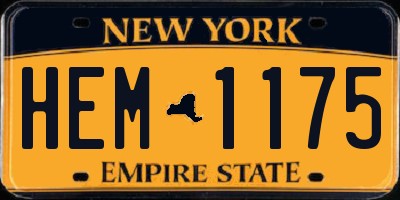 NY license plate HEM1175