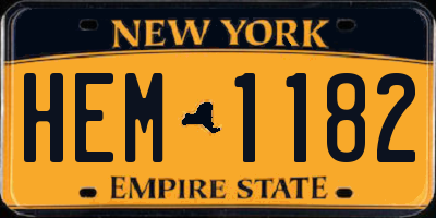 NY license plate HEM1182