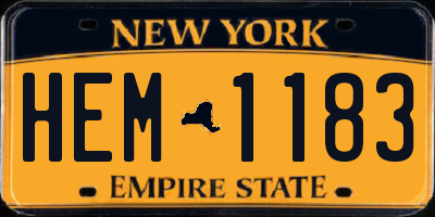 NY license plate HEM1183