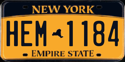 NY license plate HEM1184