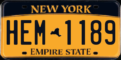 NY license plate HEM1189