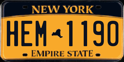 NY license plate HEM1190