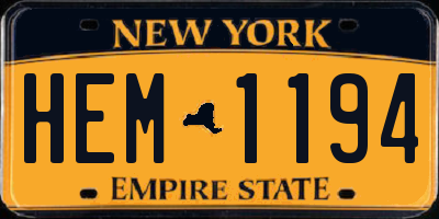 NY license plate HEM1194
