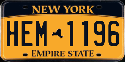 NY license plate HEM1196