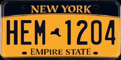 NY license plate HEM1204