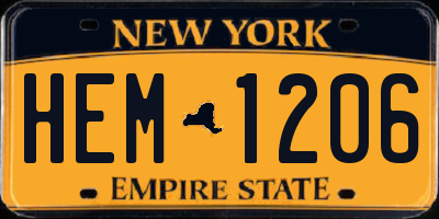 NY license plate HEM1206