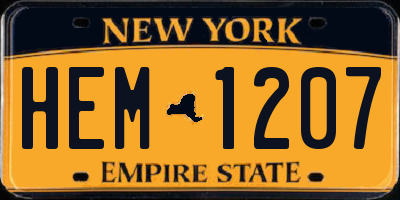 NY license plate HEM1207