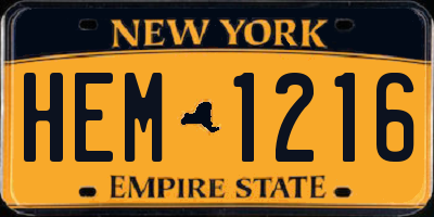 NY license plate HEM1216