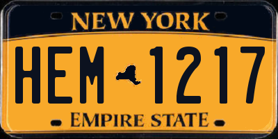 NY license plate HEM1217