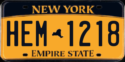 NY license plate HEM1218