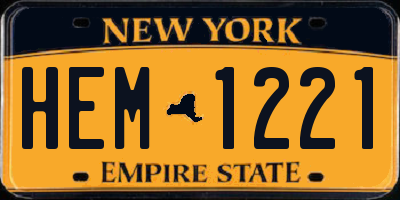 NY license plate HEM1221