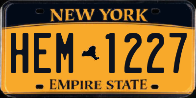 NY license plate HEM1227
