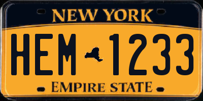 NY license plate HEM1233