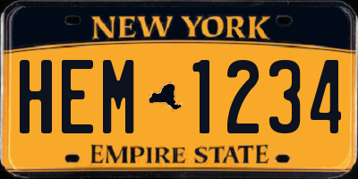 NY license plate HEM1234
