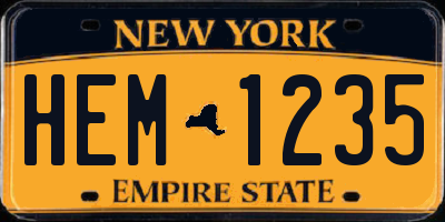 NY license plate HEM1235